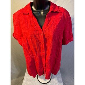White Stag Basic red Button Up Shirt Top Blouse Womens Size XL 16/18 Short Sleev